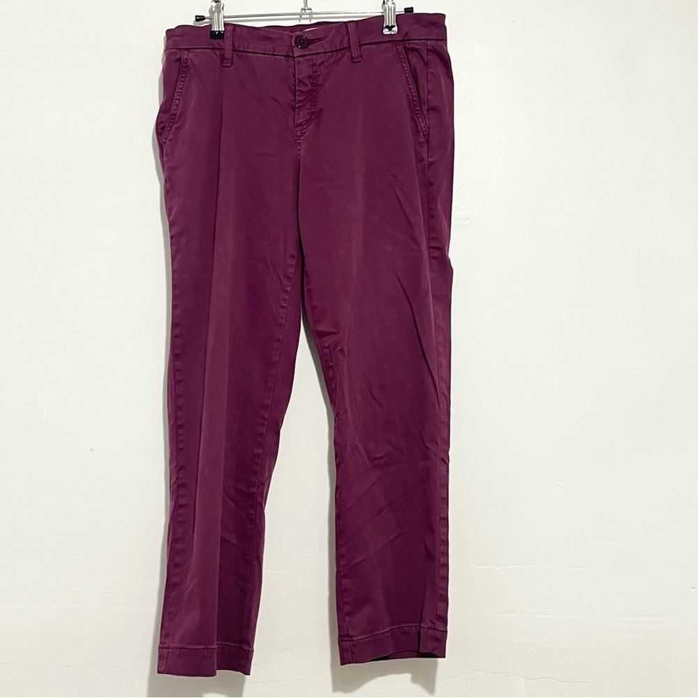 LILA RYAN Women Cropped Pants Stretch Plum Caspia Casual Dress Mid Rise Size 6